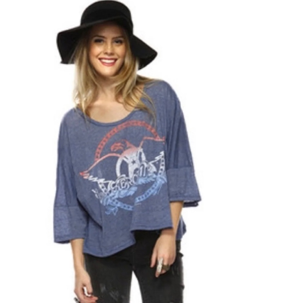 Aerosmith classic wings logo shirt - oversized crop top